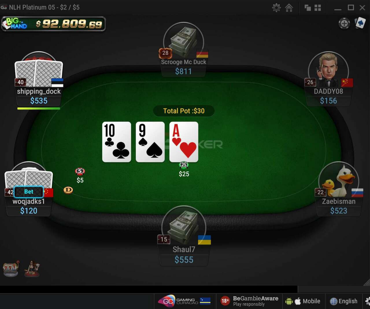 Sala de Poker virtual online